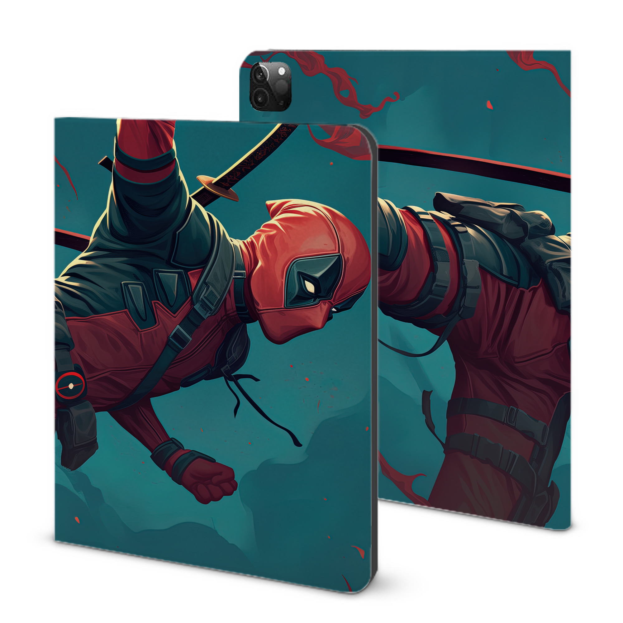 （画像用） Deadpool デッドプール IPadケース ペンホルダー付き ブックスタイルデザイン